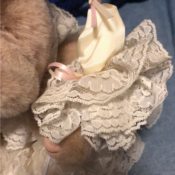 Vintage Handmade 12” Victorian Bear in Lace with Hat and Umbrella - Picture 5 of 6